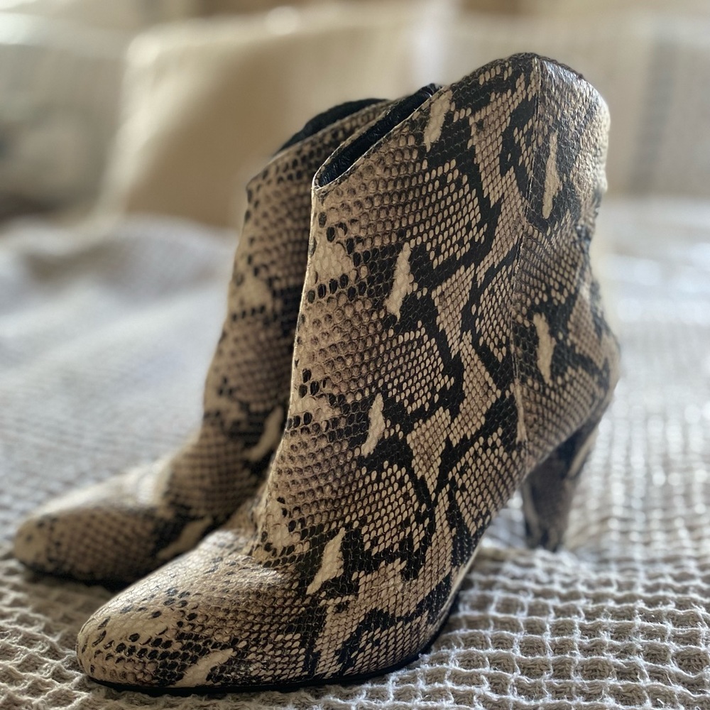 Snakeskin booties